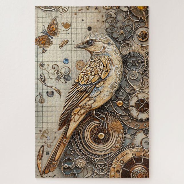 Steampunk Bird Art Difficult  Jigsaw Puzzle (Vertical)