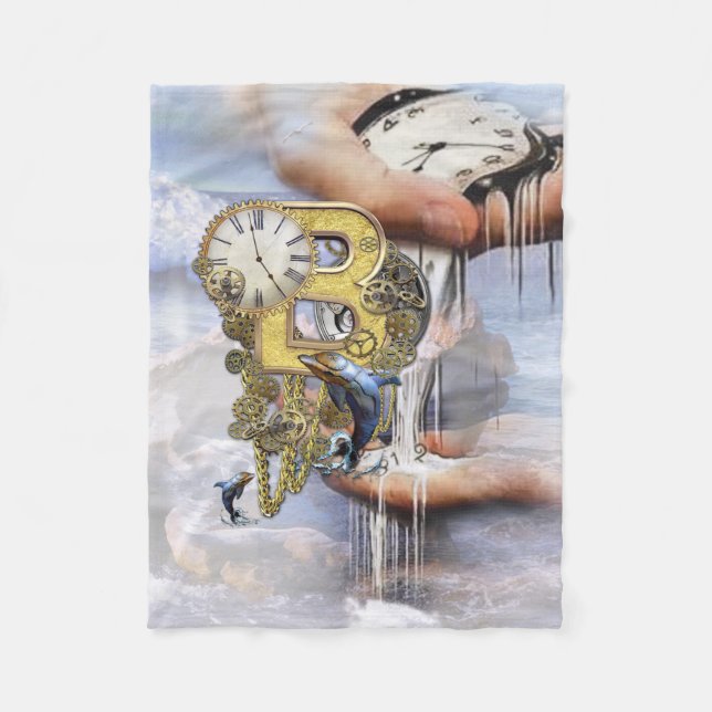 Steampunk birthday letter B Fleece Blanket (Front)