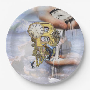 Steampunk birthday letter B Paper Plate