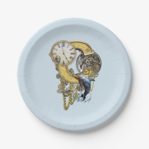 Steampunk birthday Letter C Paper Plate