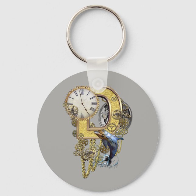 Steampunk- birthday letter-D Keychain (Front)
