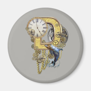 Steampunk- birthday letter-D Magnet