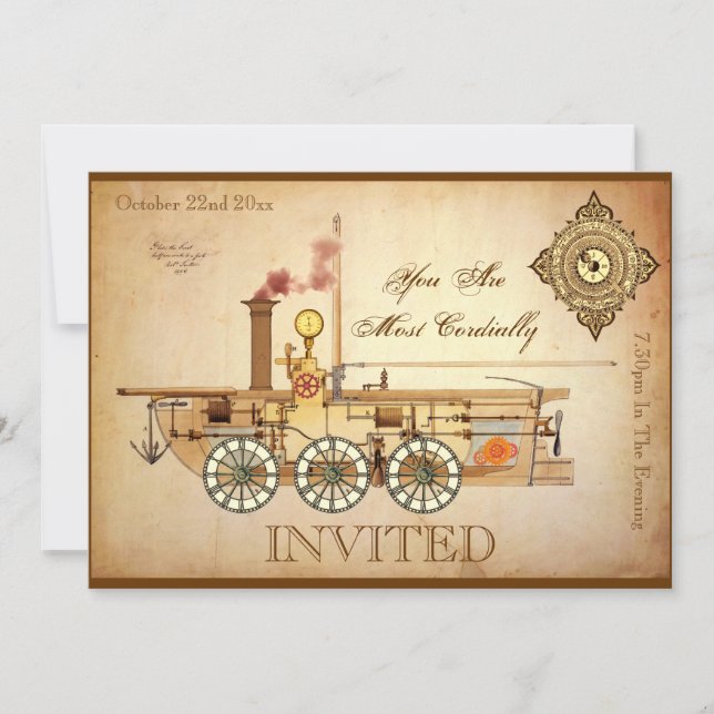 Steampunk Birthday Party Invitation (Front)