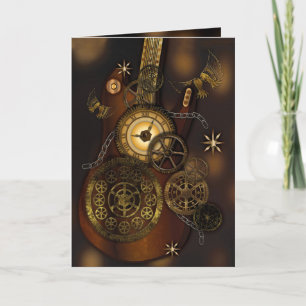 Steampunk Birthday with Metal Gear Clock n Guitar Card