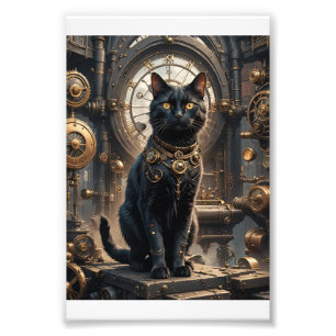 Steampunk Black Cat 1 Photo Print