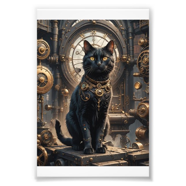Steampunk Black Cat 1 Photo Print (Front)