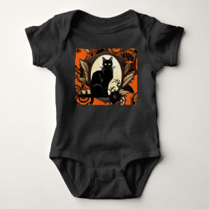 Steampunk Black Cat Halloween Baby Bodysuit