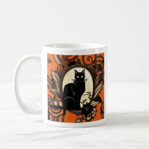 Steampunk Black Cat Halloween Coffee Mug