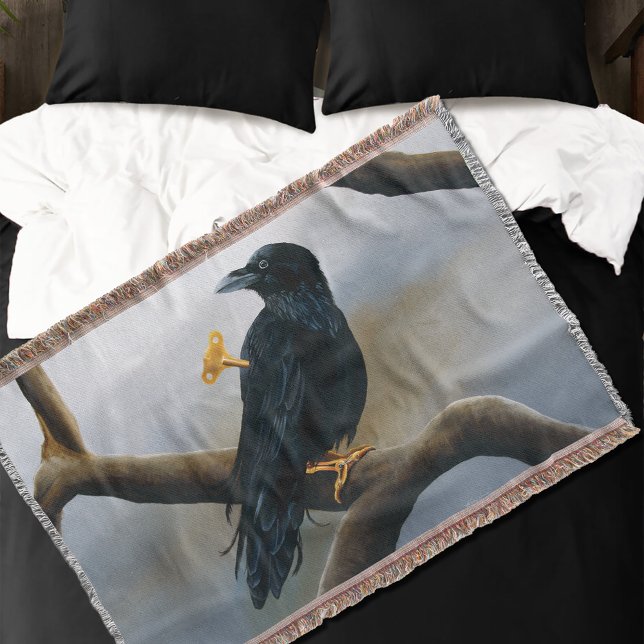 Steampunk Black Raven Throw Blanket (Creator Uploaded)