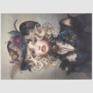 Steampunk Blonde-Lady Cogsworth Decoupage Tissue Paper