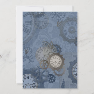Steampunk blue print announcement