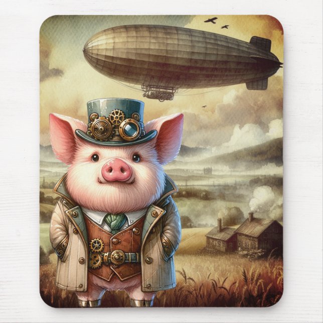 Steampunk Boar  Mouse Pad (Front)