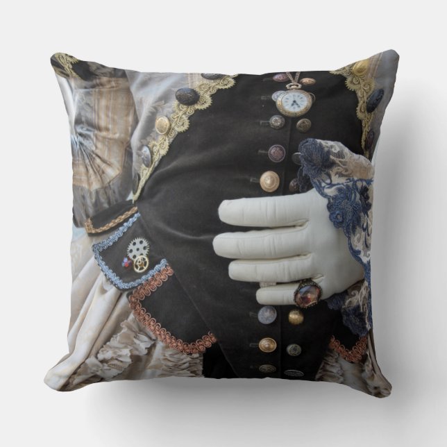 Steampunk bodice, Carnival, Venice Throw Pillow (Front)