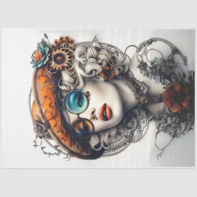 Steampunk Boho Adventurous Cassandrea Decoupage  Tissue Paper (Front)