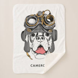 Steampunk Boxer   Add Your Name Sherpa Blanket