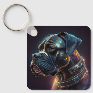 Steampunk Boxer Dog Keychain