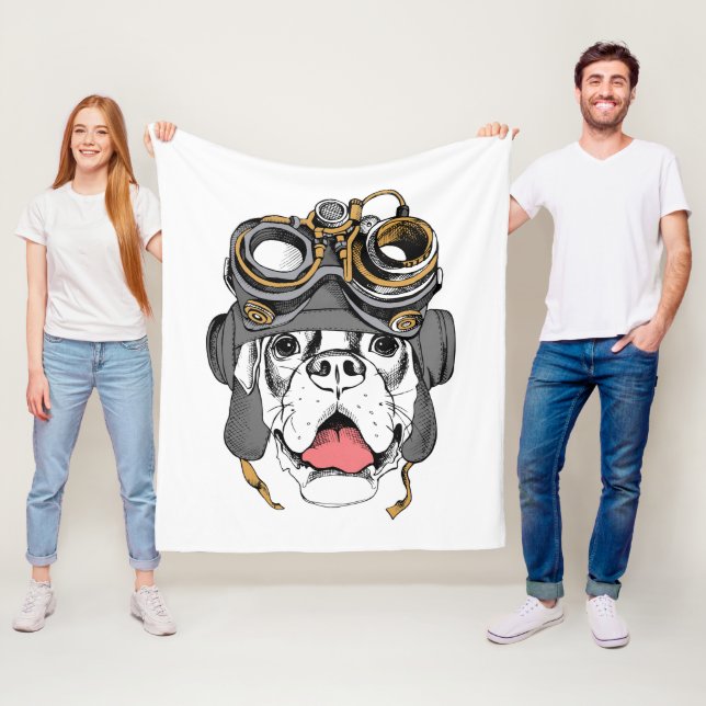 Steampunk Boxer Fleece Blanket (In Situ)