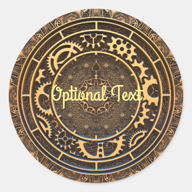 Steampunk Bronze Gears Filigree  Classic Round Sticker (Front)