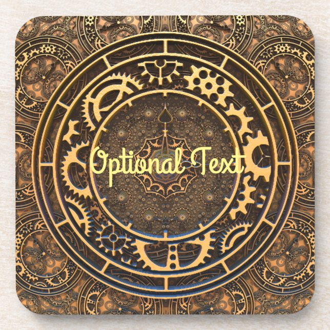 Steampunk Bronze Gears Filigree   Coaster (Front)