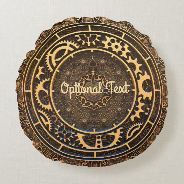 Steampunk Bronze Gears Filigree   Round Pillow (Front)