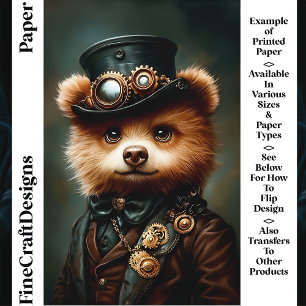Steampunk Brown Bear Portrait CL2 Scrapbook Paper