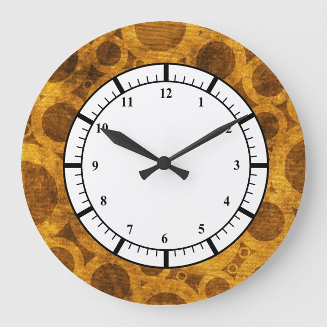 Steampunk Brown Gold Grunge Pattern Clock (Front)
