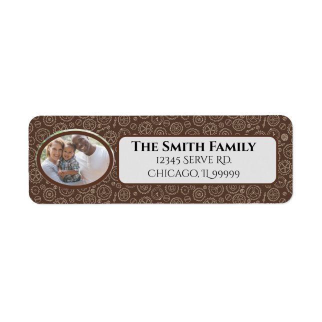 Steampunk Brown & White Gears Adresse de retour (Devant)