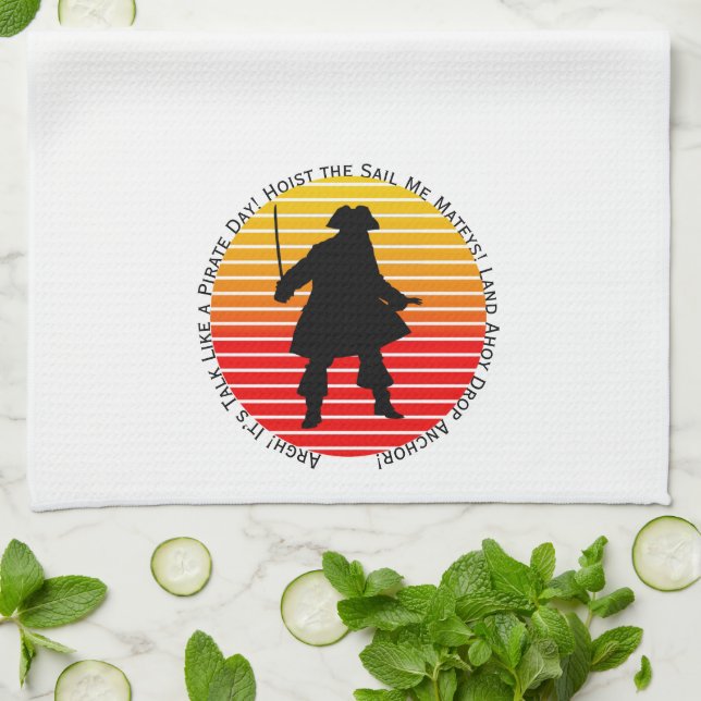 Steampunk Buccaneers Talk Like a Pirate Day Argh! Kitchen Towel (Folded)