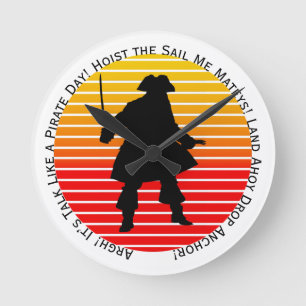 Steampunk Buccaneers Talk Like a Pirate Day Argh! Round Clock