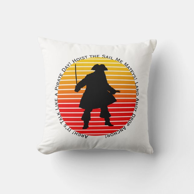 Steampunk Buccaneers Talk Like a Pirate Day Argh! Throw Pillow (Front)
