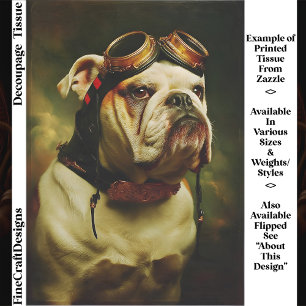 Steampunk Bulldog Aviator Portrait FC4R Decoupage Tissue Paper