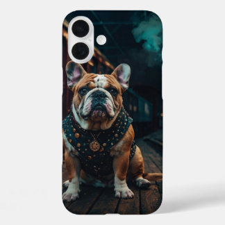 Steampunk Bulldog Stationmaster Portrait iPhone 16 Plus Case