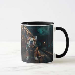 Steampunk Bulldog Stationmaster Portrait Mug