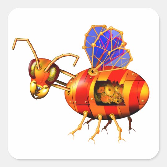 steampunk bumblebee square sticker