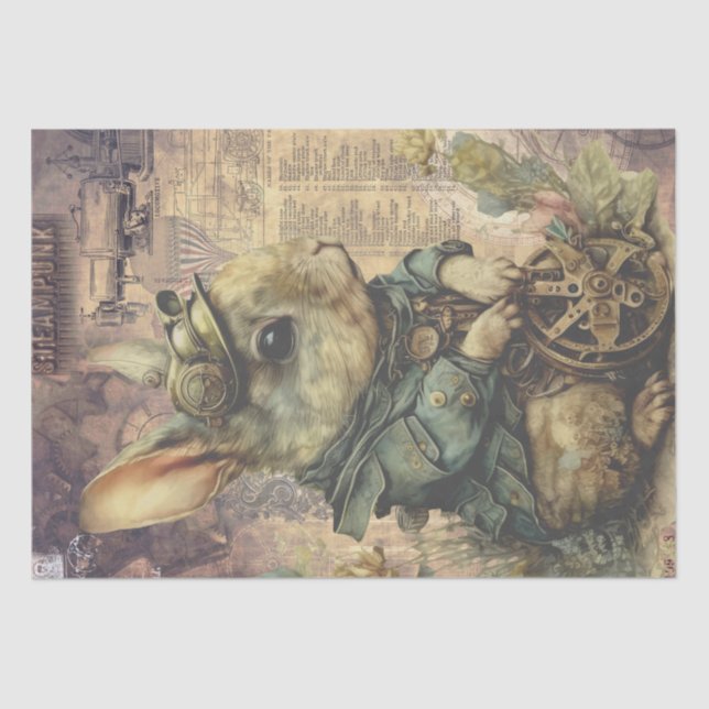 Steampunk Bunny Rabbit Tissue Paper (Front)