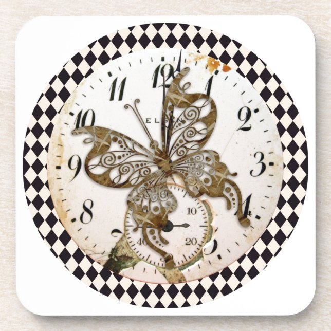 Steampunk Butterfly Round Coaster (Front)