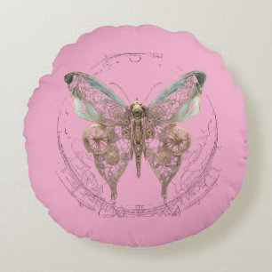 Steampunk Butterfly Shirt Round Pillow