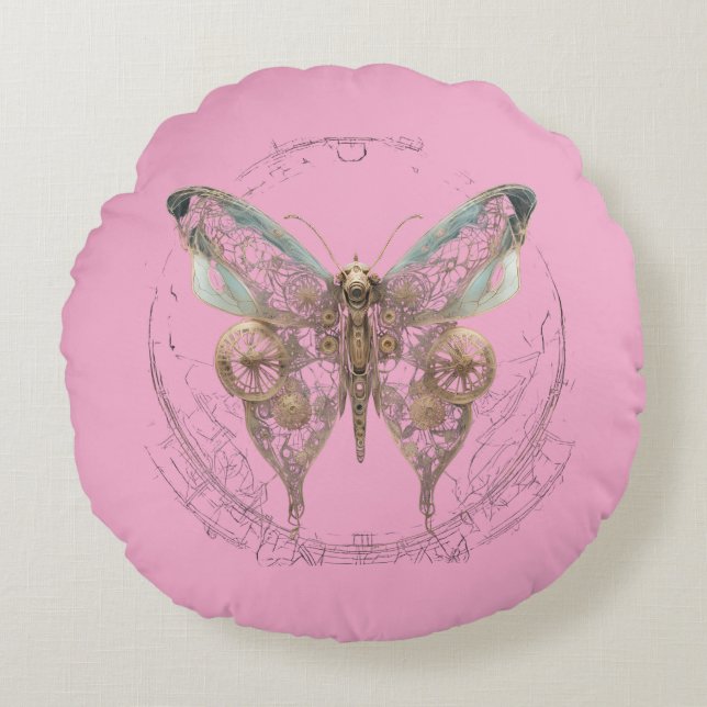 Steampunk Butterfly Shirt  Round Pillow (Front)