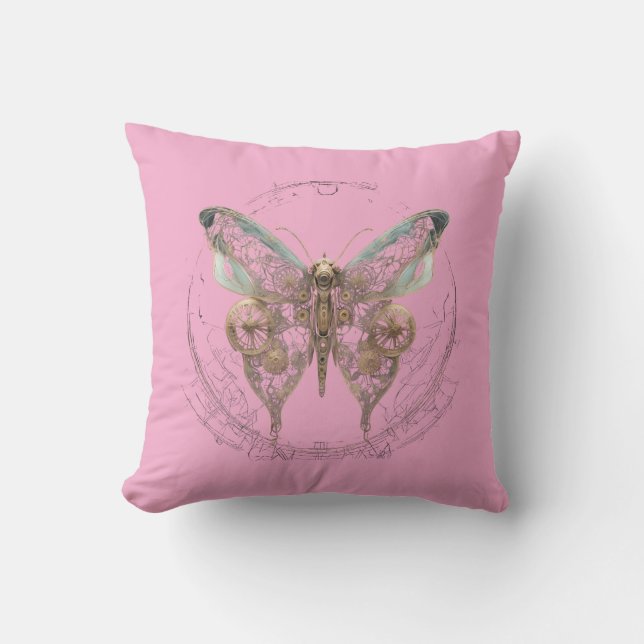 Steampunk Butterfly Shirt  Throw Pillow (Front)