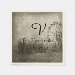 Steampunk Carnival Top Hat Monogram Wedding Napkin