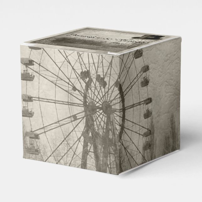 Steampunk Carnival Top Hat Wedding Favour Box (Front Side)