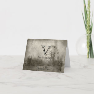 Steampunk Carnival Top Hat Wedding Thank You Card