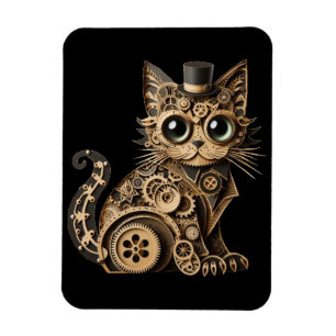 Steampunk cat animals paper crafts art magnet
