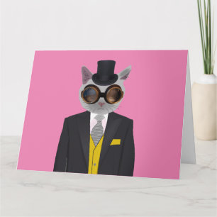 STEAMPUNK CAT BIRTHDAY GREETING CARDS
