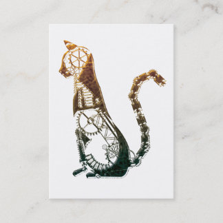 Steampunk cat business cards