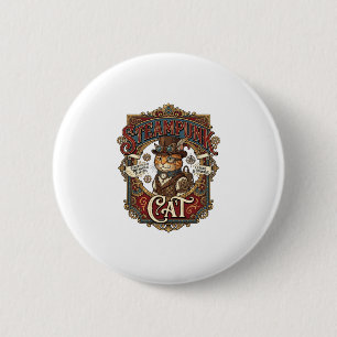 Steampunk Cat Cat Steampunk Vintage 2 Inch Round Button