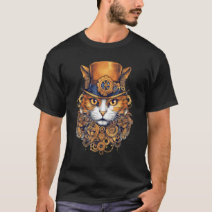 Steampunk Cat Gears Graphic Design Cat  Fantasy 1 T-Shirt