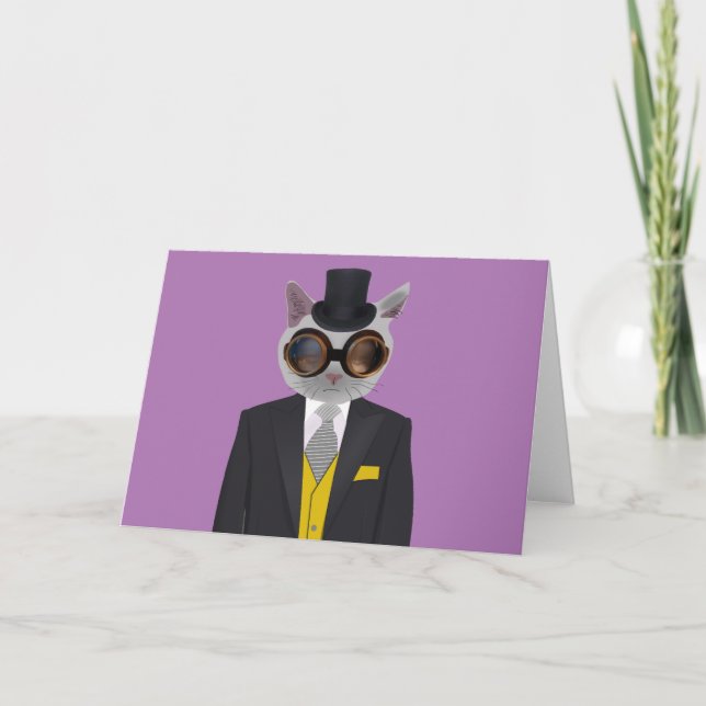 STEAMPUNK CAT GREETING CARDS (Front)