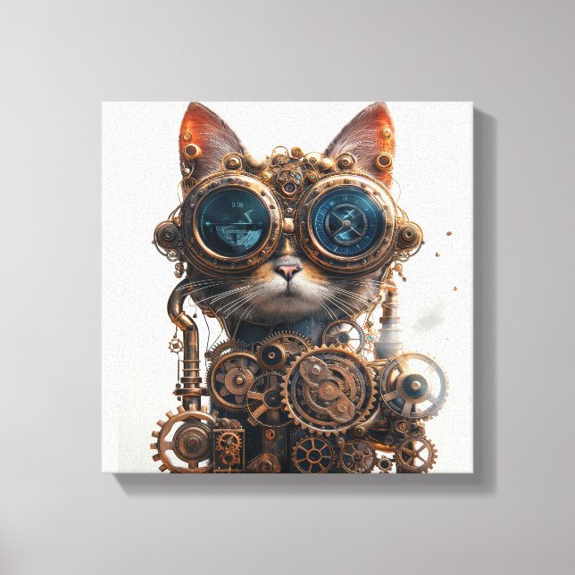 Steampunk Cat Inventor Canvas Print (Front)