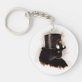 Steampunk cat keychain
